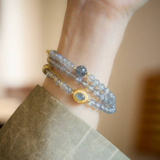 Starlit Reverie Moonstone Triple Wrap Crystal Bracelet