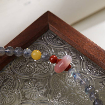 Lunar Grace Moonstone & Strawberry Quartz Crystal Bracelet