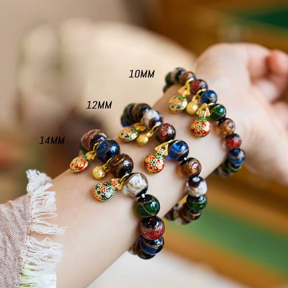 Elemental Harmony Incense Ash Glazed Beads Crystal Bracelet