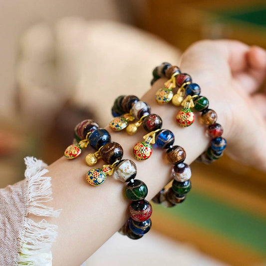 Elemental Harmony Incense Ash Glazed Beads Crystal Bracelet