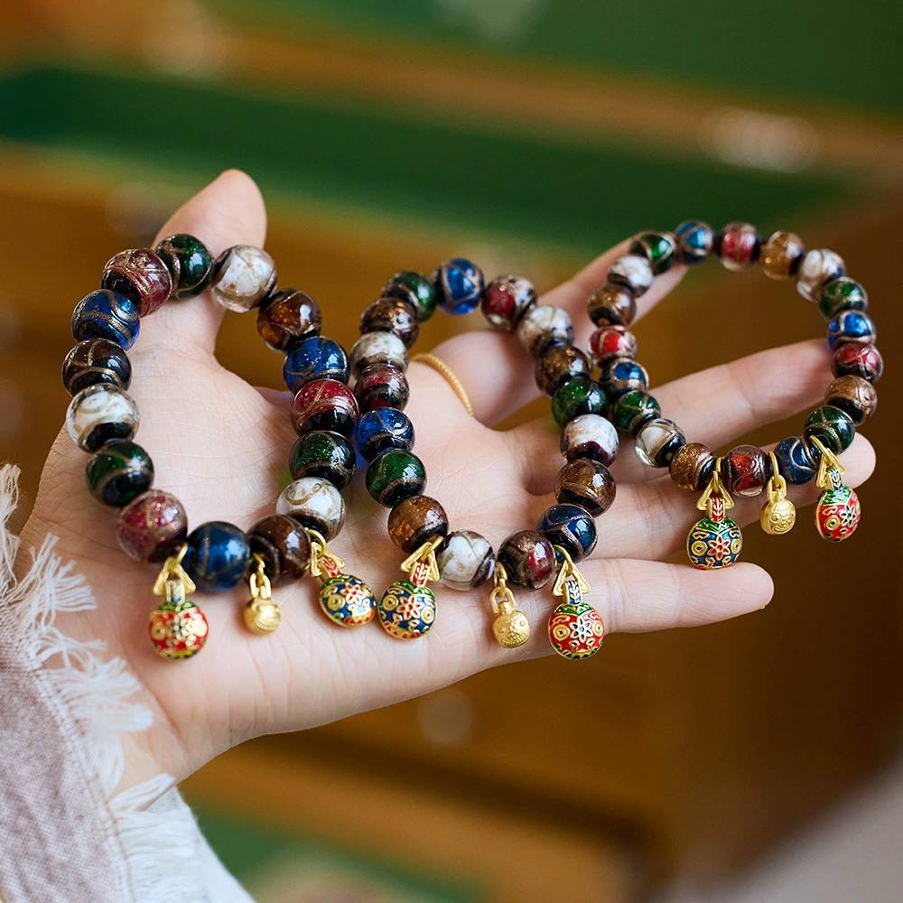Elemental Harmony Incense Ash Glazed Beads Crystal Bracelet
