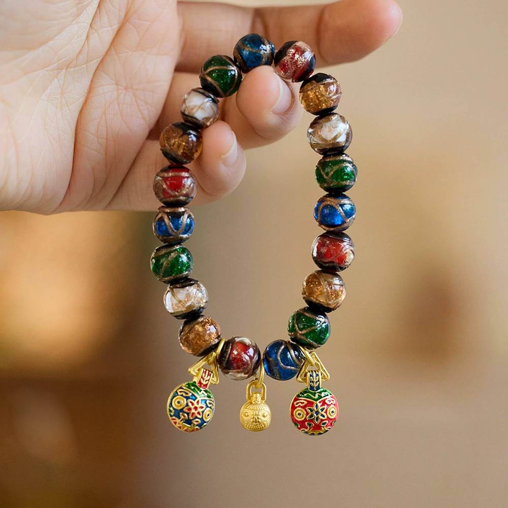 Elemental Harmony Incense Ash Glazed Beads Crystal Bracelet