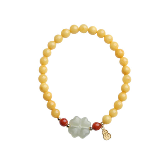 Golden Clover Amber Crystal Bracelet