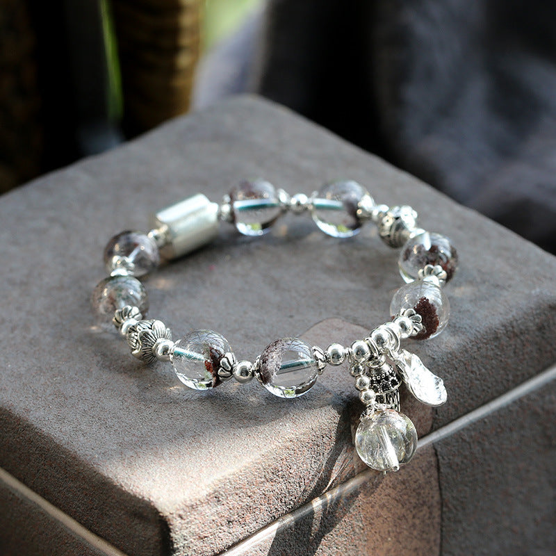 Emerald Essence Green Phantom Quartz Crystal Bracelet