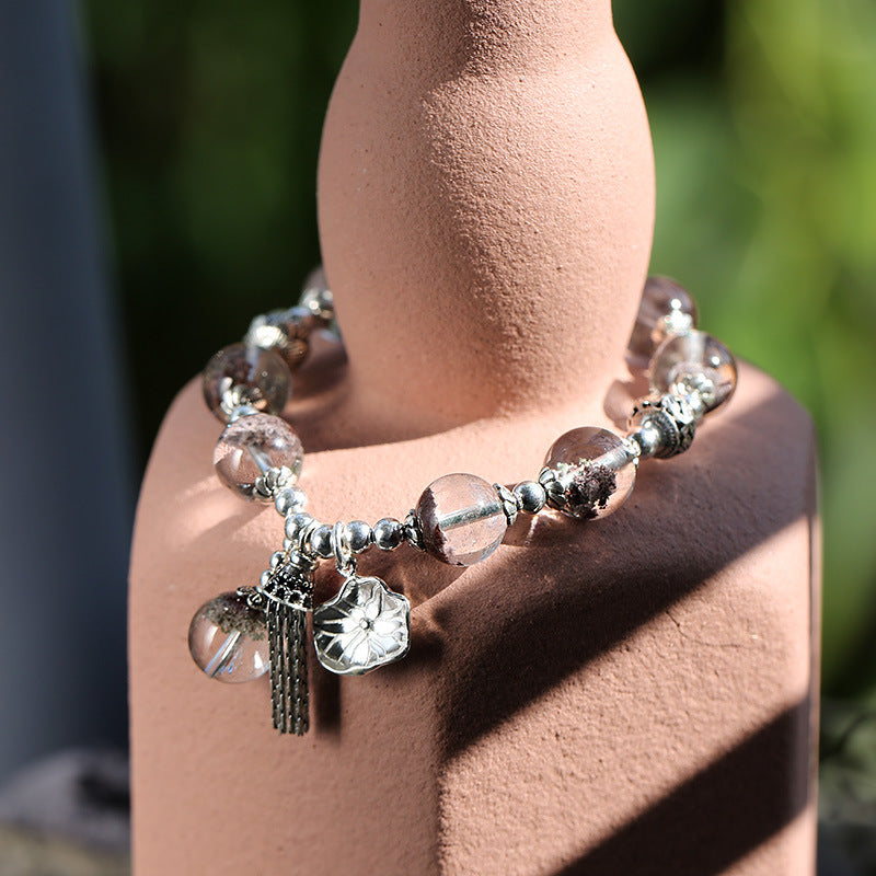 Emerald Essence Green Phantom Quartz Crystal Bracelet