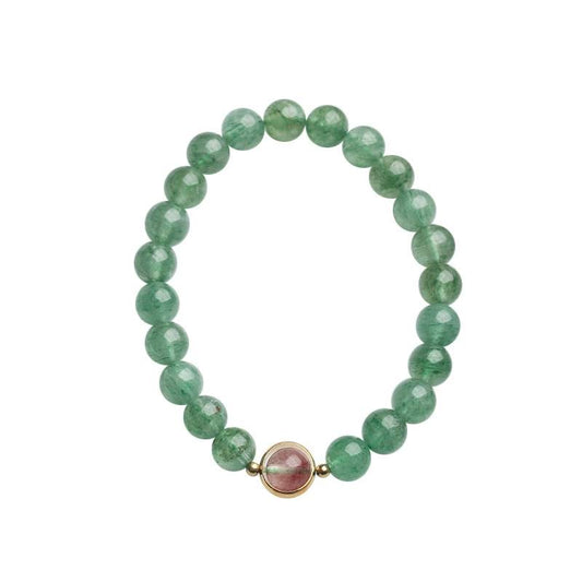Verdant Heart Green Strawberry Quartz Crystal Bracelet