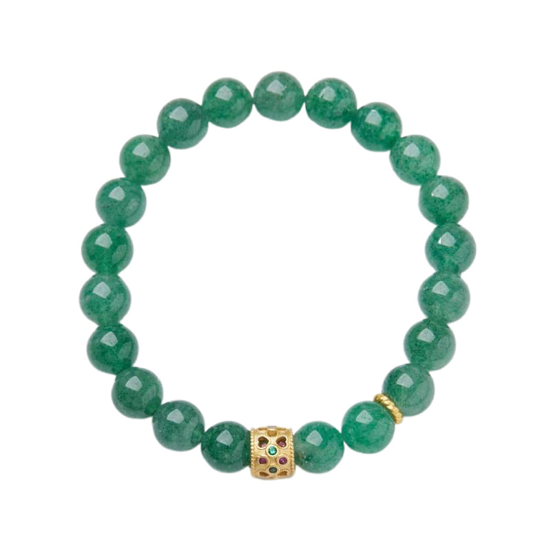 Emerald Heart Strawberry Quartz Crystal Bracelet