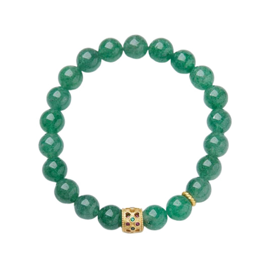 Emerald Heart Strawberry Quartz Crystal Bracelet
