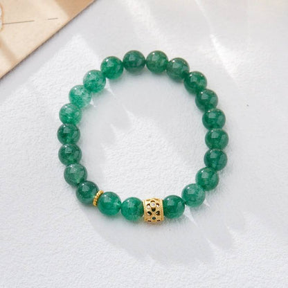 Emerald Heart Strawberry Quartz Crystal Bracelet