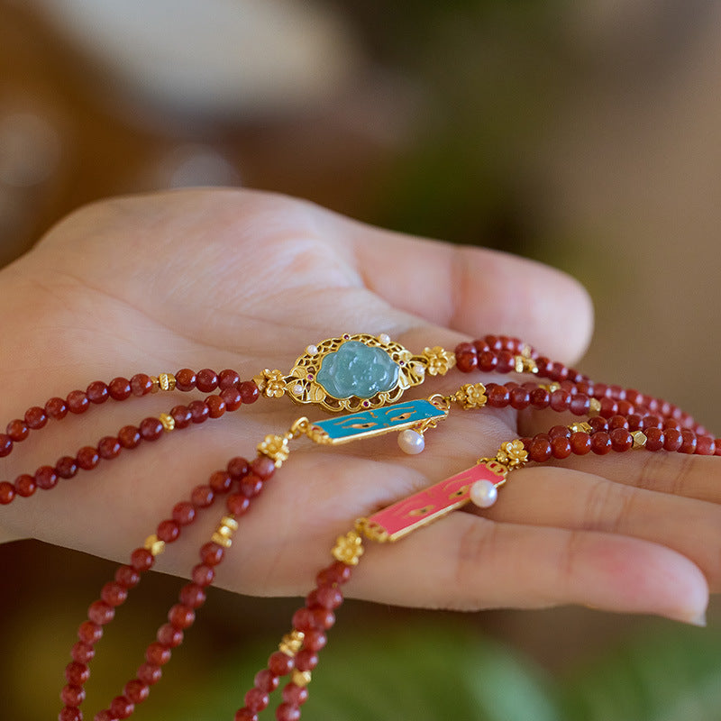 Verdant Fire Agate Crystal Bracelet