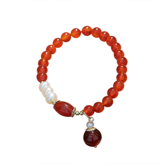 Scarlet Pearl Agate Crystal Bracelet