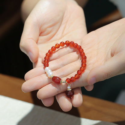 Scarlet Pearl Agate Crystal Bracelet