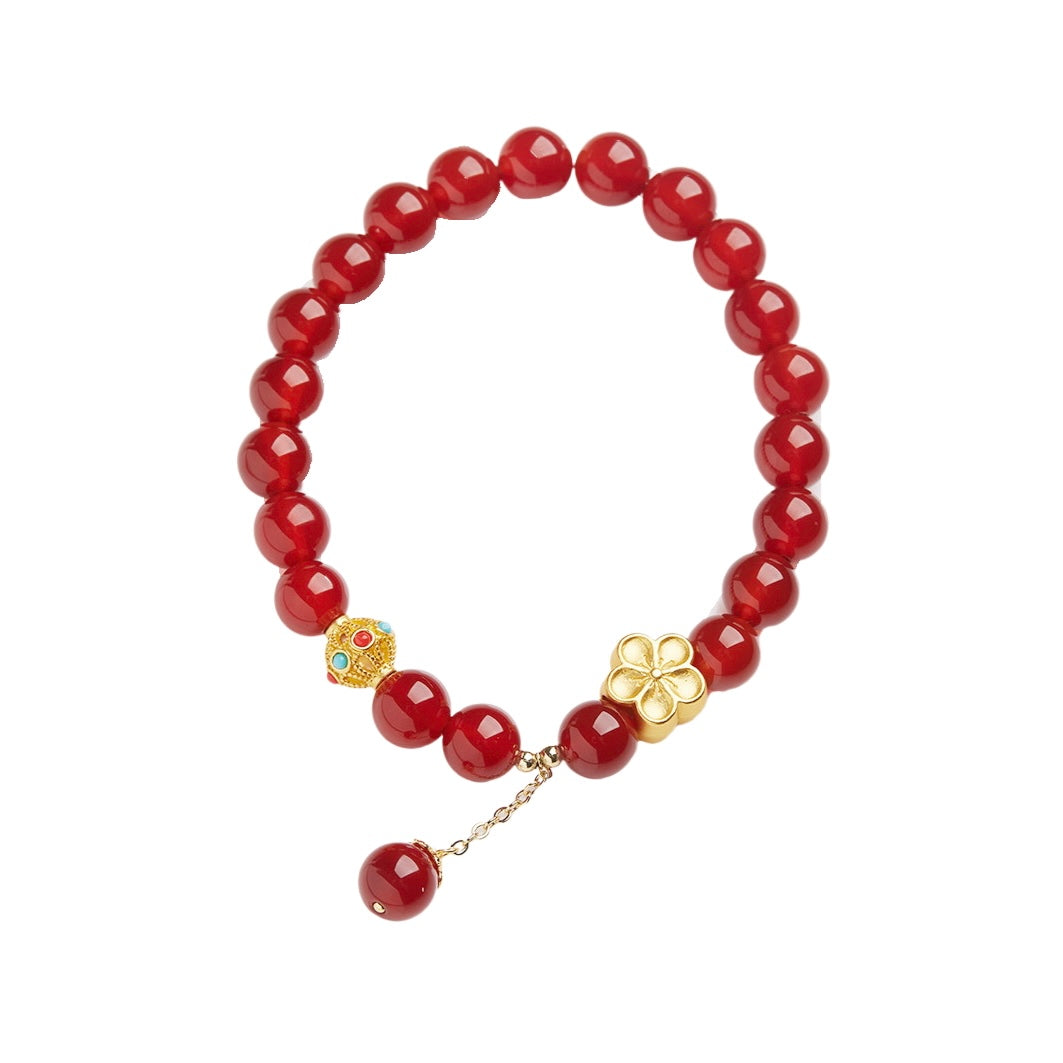 Fiery Bloom Agate Crystal Bracelet