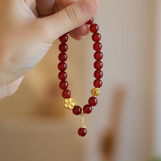 Fiery Bloom Agate Crystal Bracelet