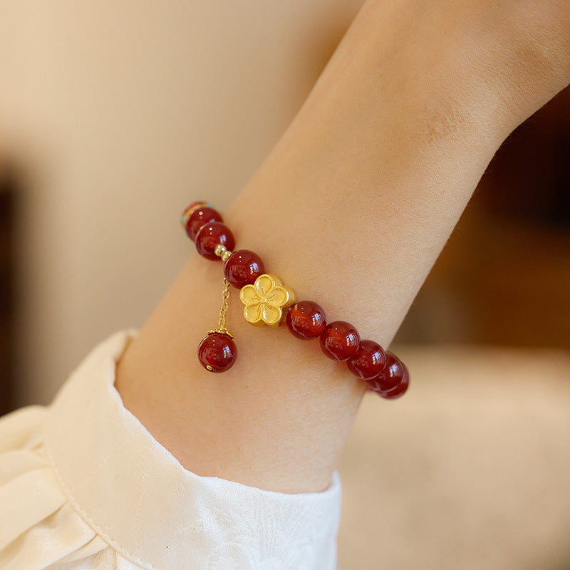 Fiery Bloom Agate Crystal Bracelet