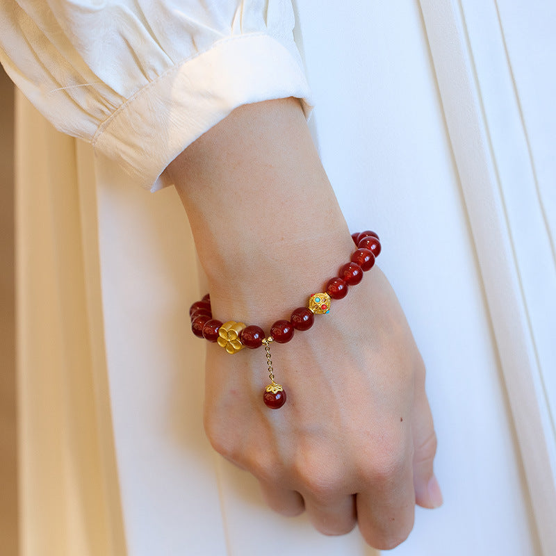 Fiery Bloom Agate Crystal Bracelet
