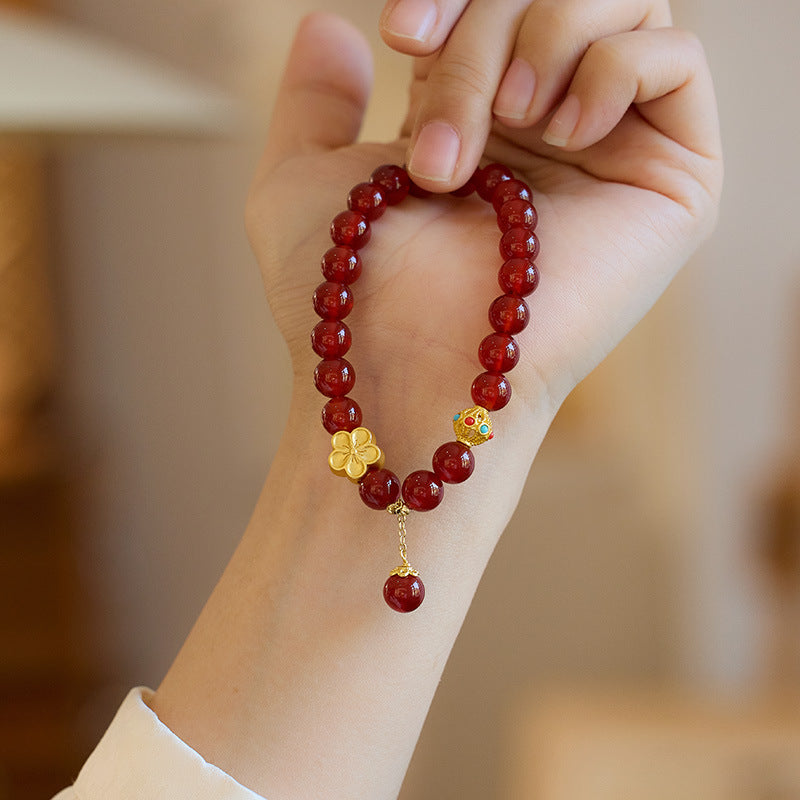 Fiery Bloom Agate Crystal Bracelet