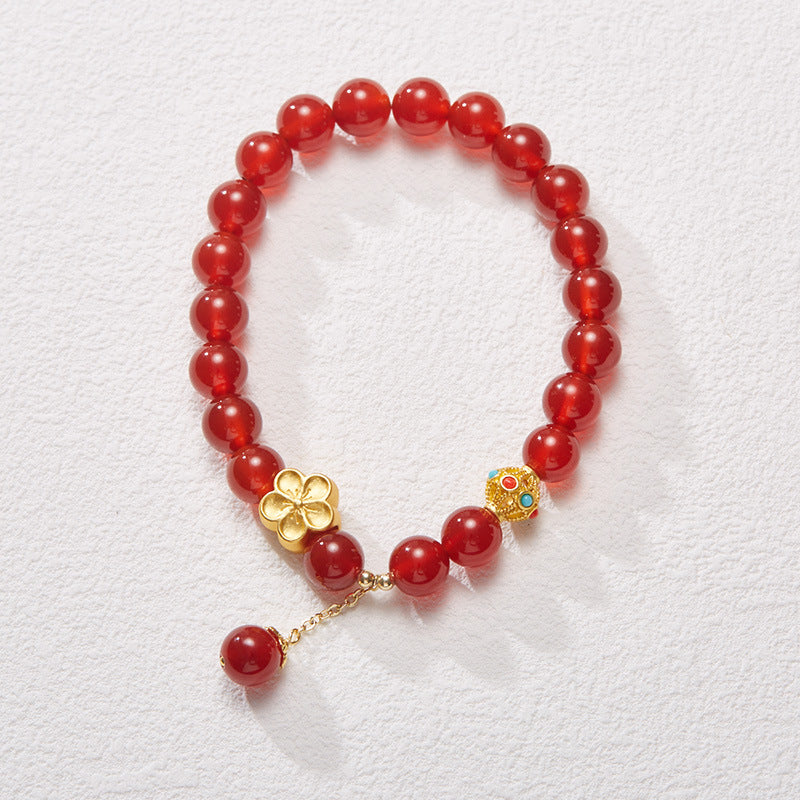 Fiery Bloom Agate Crystal Bracelet