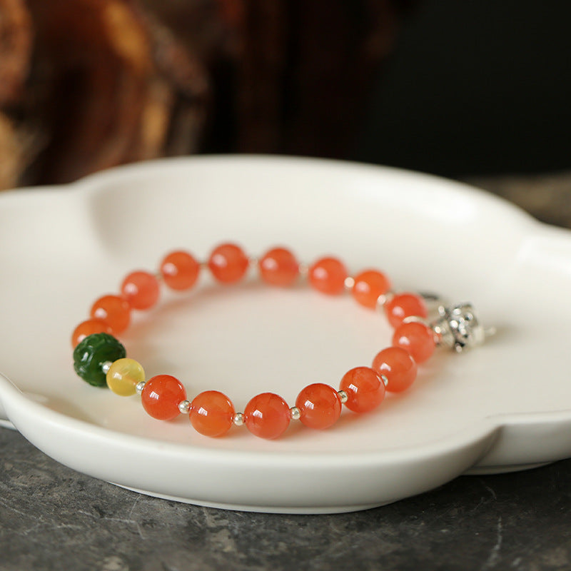 Crimson Fortune Agate Crystal Bracelet