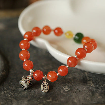 Crimson Fortune Agate Crystal Bracelet
