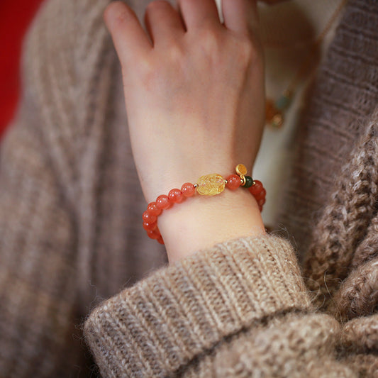 Fiery Abundance Agate Crystal Bracelet