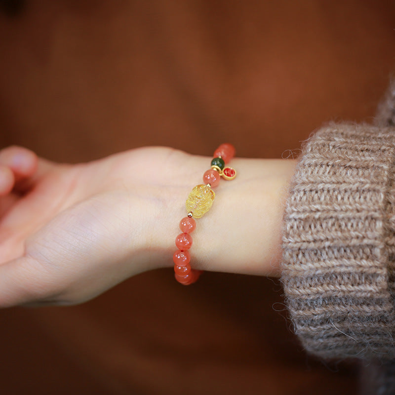 Fiery Abundance Agate Crystal Bracelet