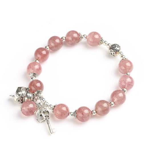 Love Whiskers Strawberry Quartz Pink Crystal Bracelet