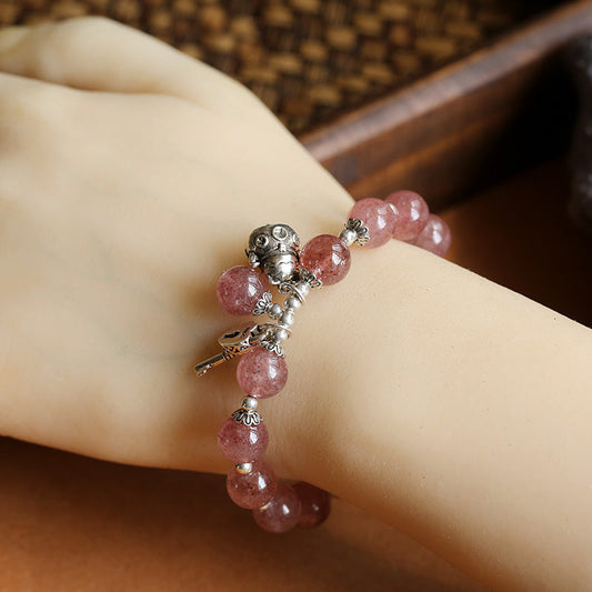 Love Whiskers Strawberry Quartz Pink Crystal Bracelet