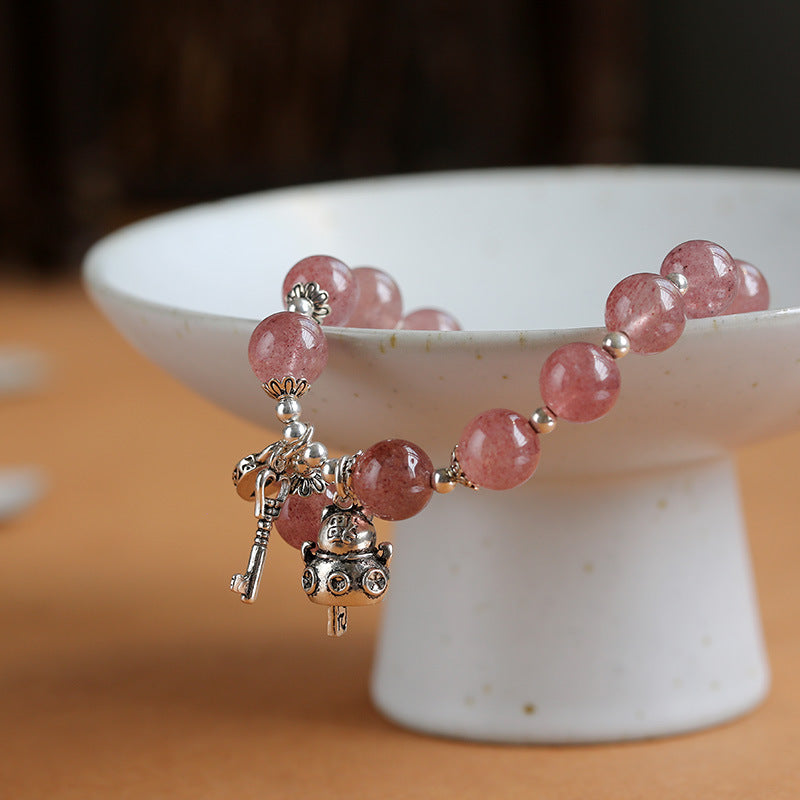 Love Whiskers Strawberry Quartz Pink Crystal Bracelet