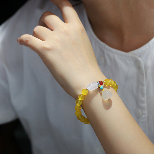 Golden Bloom Agate Crystal Bracelet