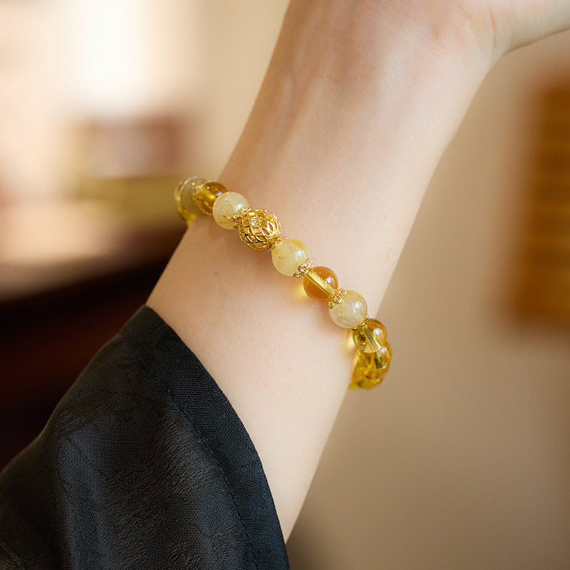 Solar Spark Citrine Quartz Crystal Bracelet