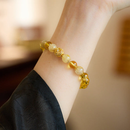 Solar Spark Citrine Quartz Crystal Bracelet