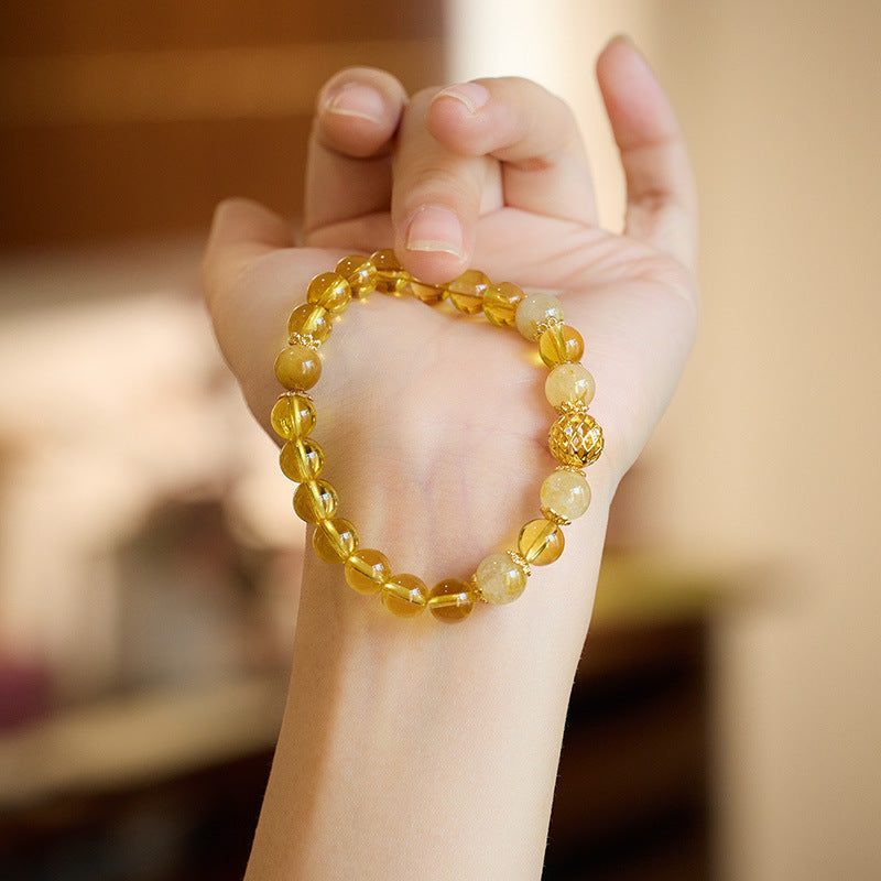 Solar Spark Citrine Quartz Crystal Bracelet