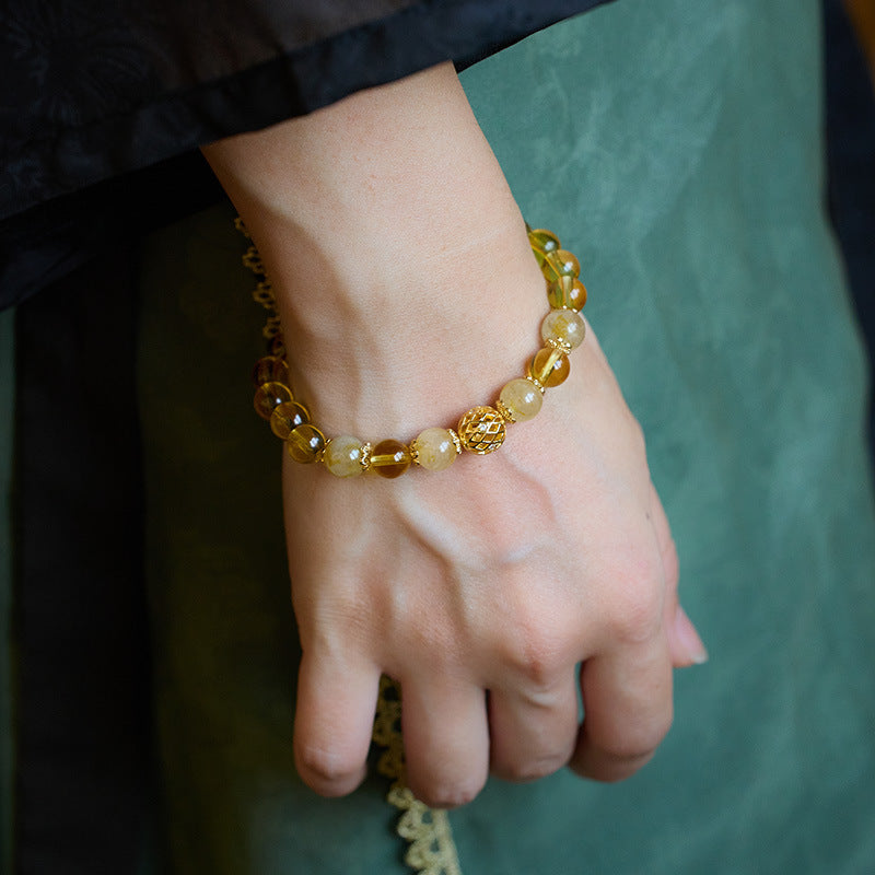 Solar Spark Citrine Quartz Crystal Bracelet