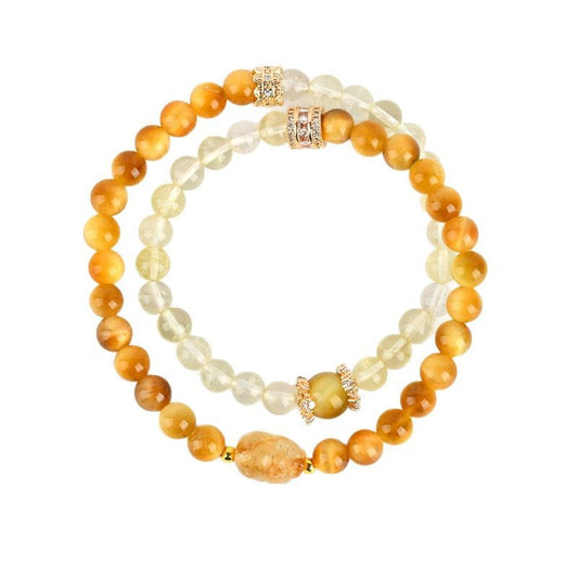 Golden Harmony Tiger's Eye & Citrine Crystal Bracelet