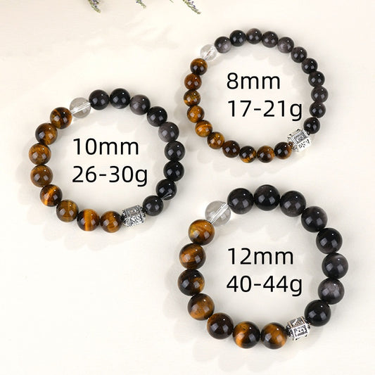 Bold Vision Tiger's Eye & Silver Obsidian Crystal Bracelet