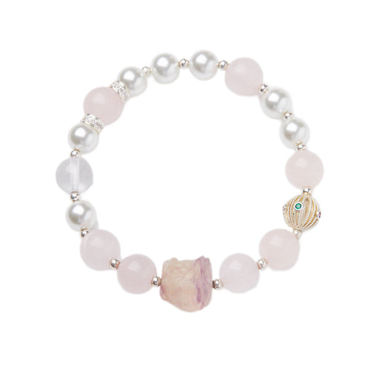 Awakening Lion Pink Quartz Crystal Bracelet