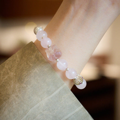Awakening Lion Pink Quartz Crystal Bracelet