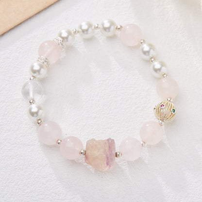 Awakening Lion Pink Quartz Crystal Bracelet
