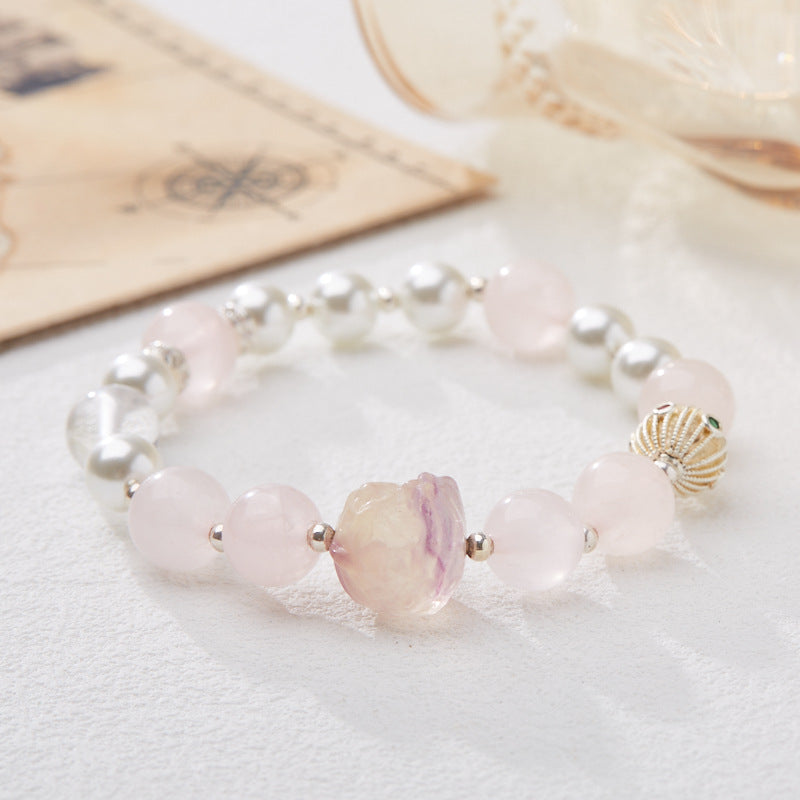 Awakening Lion Pink Quartz Crystal Bracelet