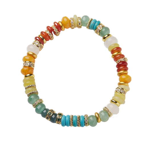 Rainbow Harmony Multi‑Gem Crystal Bracelet