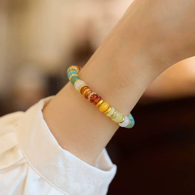 Rainbow Harmony Multi‑Gem Crystal Bracelet