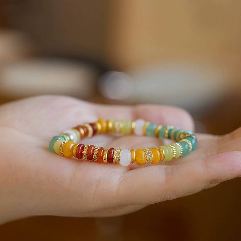 Rainbow Harmony Multi‑Gem Crystal Bracelet