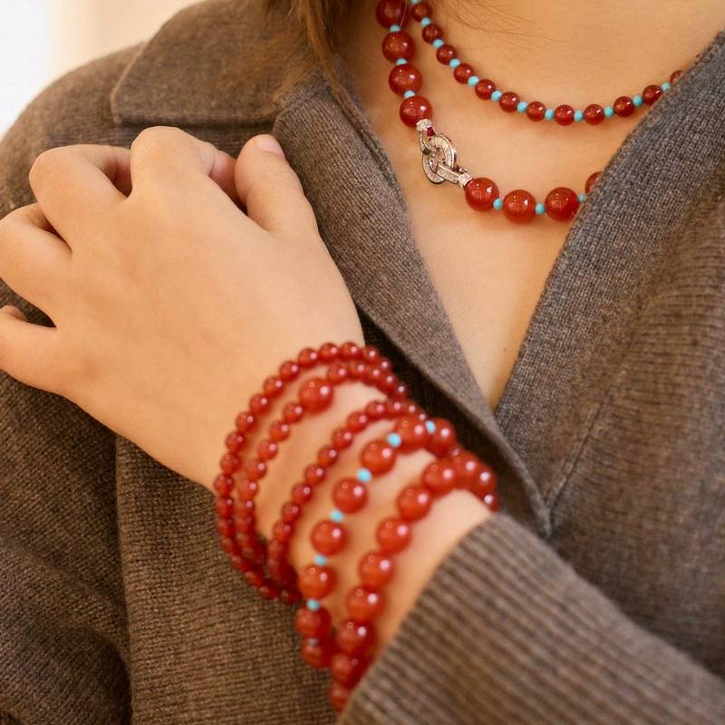 Ruby Radiance Red Agate Crystal Bracelet