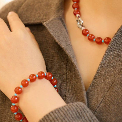 Ruby Radiance Red Agate Crystal Bracelet