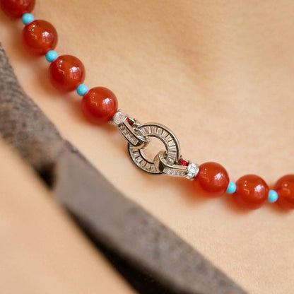 Ruby Radiance Red Agate Crystal Bracelet