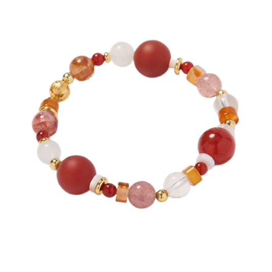 Blossom Radiance Matte Red Agate Crystal Bracelet