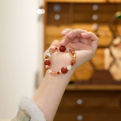 Blossom Radiance Matte Red Agate Crystal Bracelet