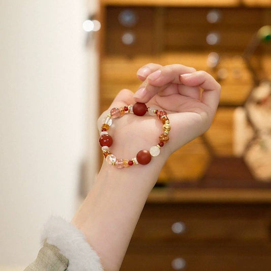 Blossom Radiance Matte Red Agate Crystal Bracelet