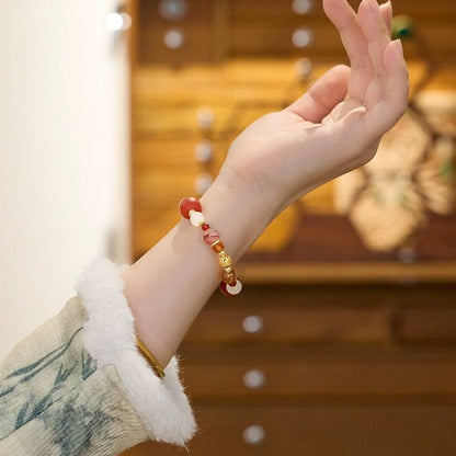 Blossom Radiance Matte Red Agate Crystal Bracelet